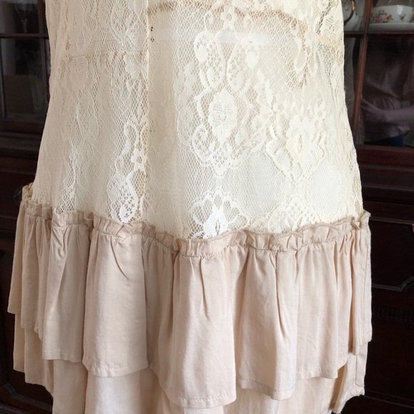 Lace Racerback Tank Top with Ruffle Hem - Picture 9 of 10